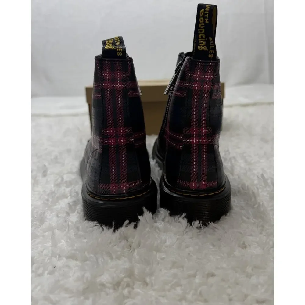 Dr. Martens 1460 Pascal J Kids Boots Athena Pop Plaid Print Black Multi Size 4 5